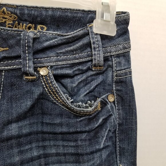 Almost Famous jeans 0 distressed whiskered stretch low rise waist denim grunge - Picture 4 of 15